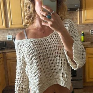 Free People Cream/White Knit Sweater.
